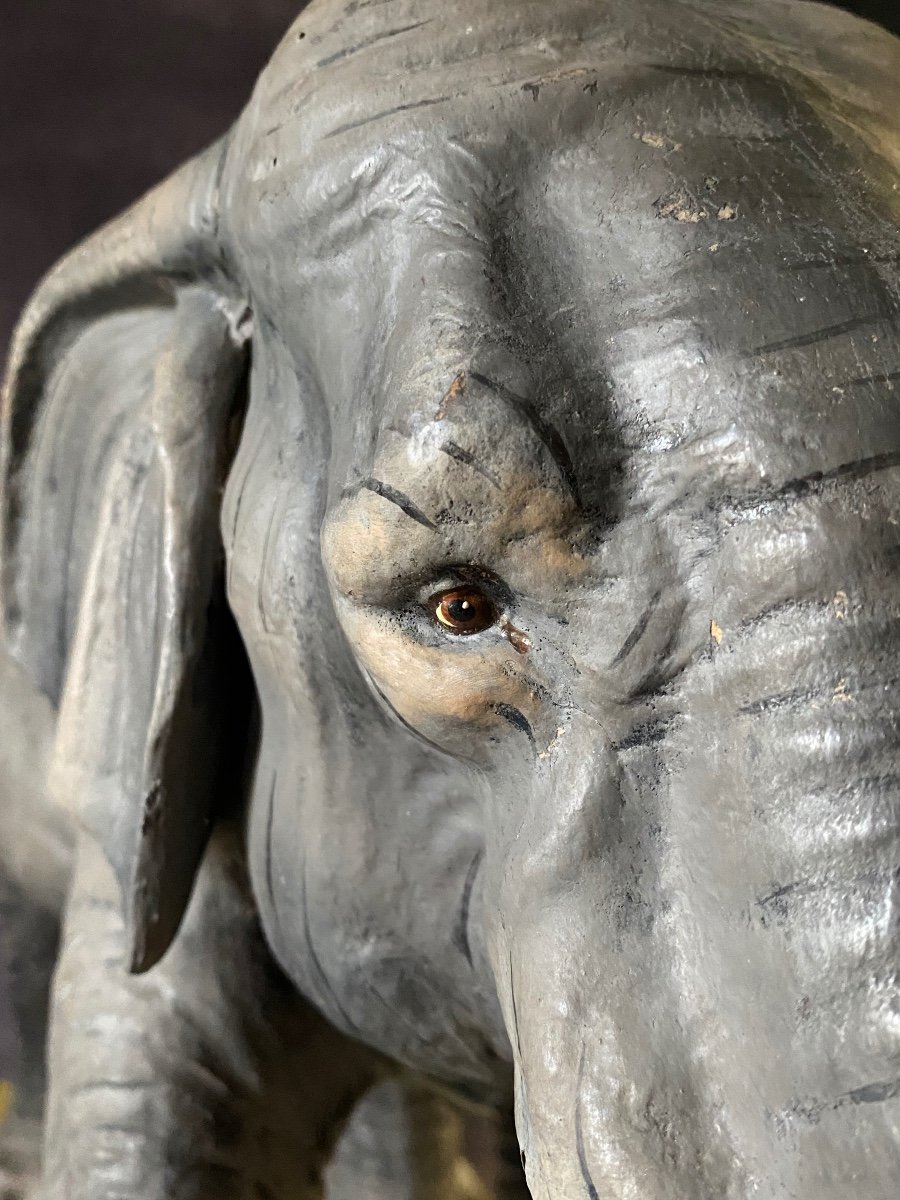 Rare Modèle éducatif En Papier Mâché d'Un éléphant - Italie Début Des Années 1900-photo-5