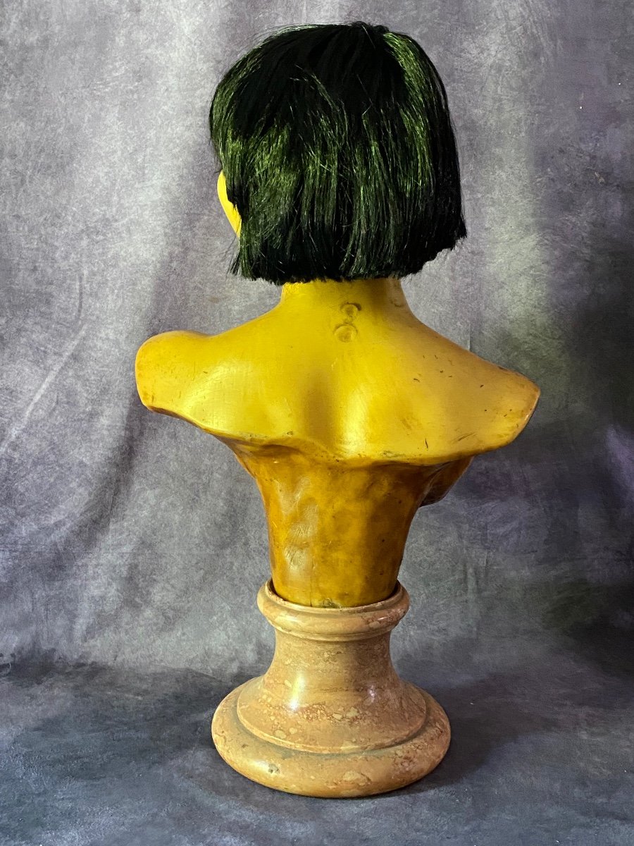 Wax Bust For Display Of Wigs, Lingerie And Bijoux - France Early 1900s --photo-5