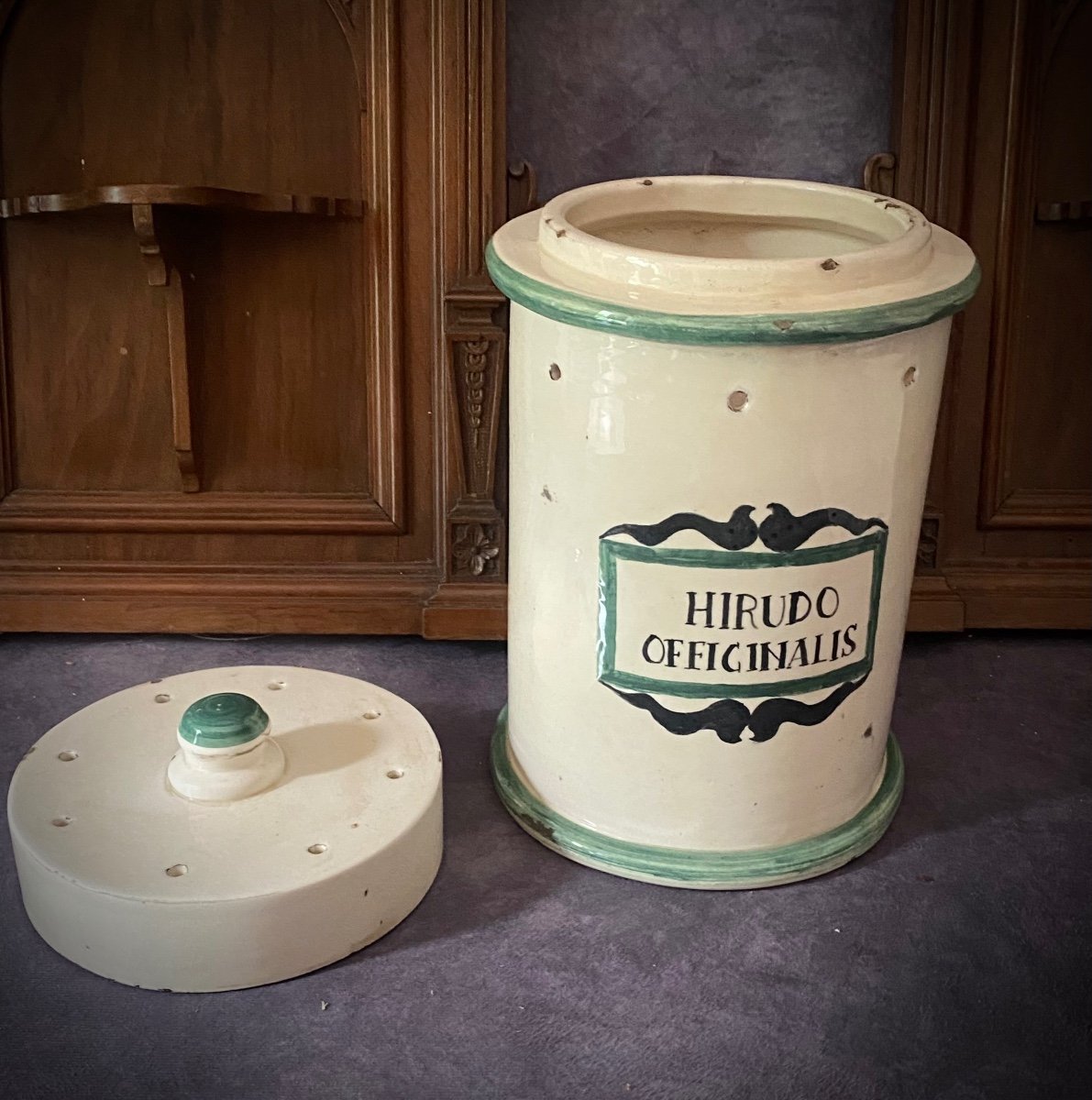 Rare Pot De Pharmacie Pour Sangssue - Italie Fin 1800-photo-1