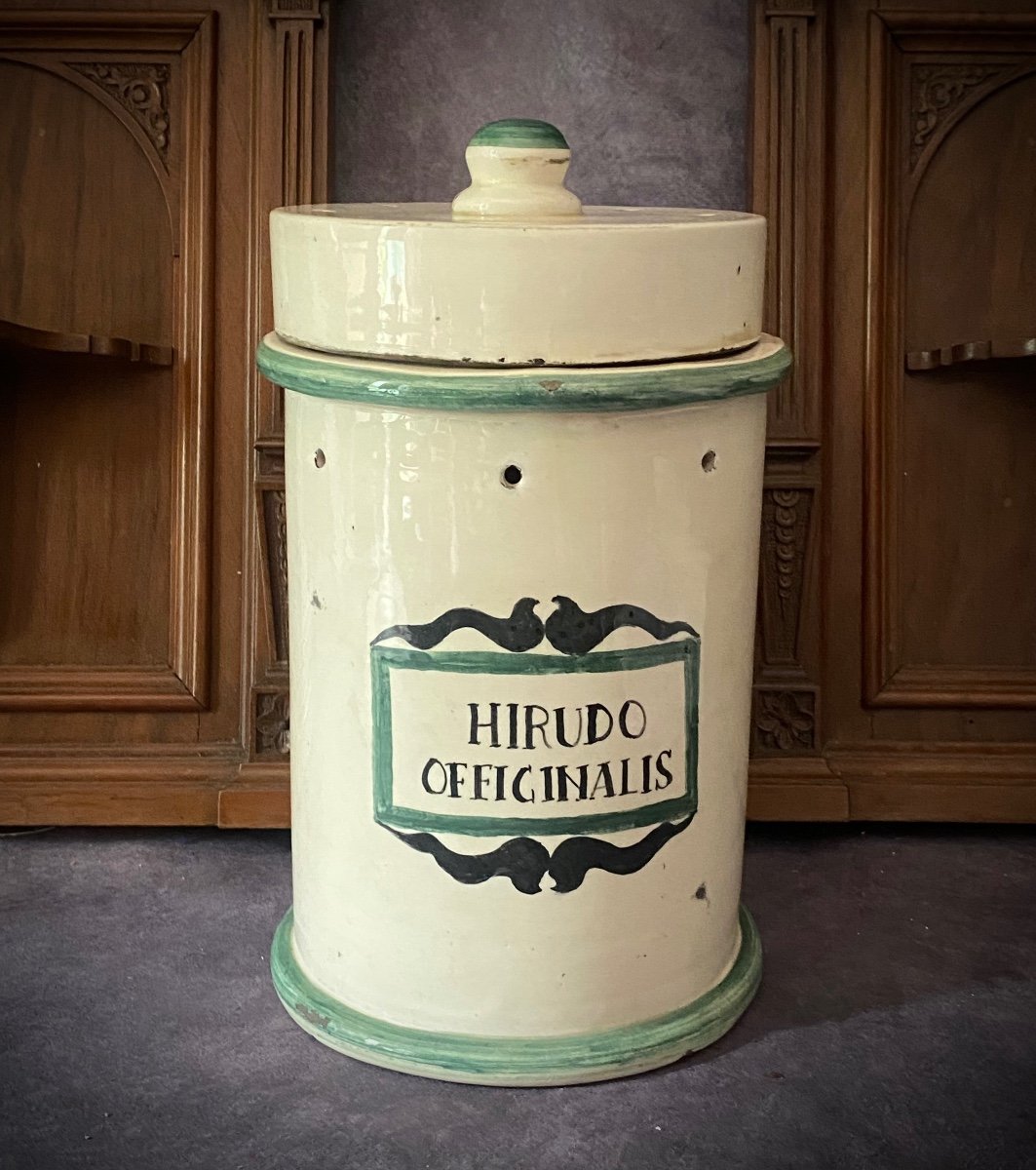 Rare Pot De Pharmacie Pour Sangssue - Italie Fin 1800
