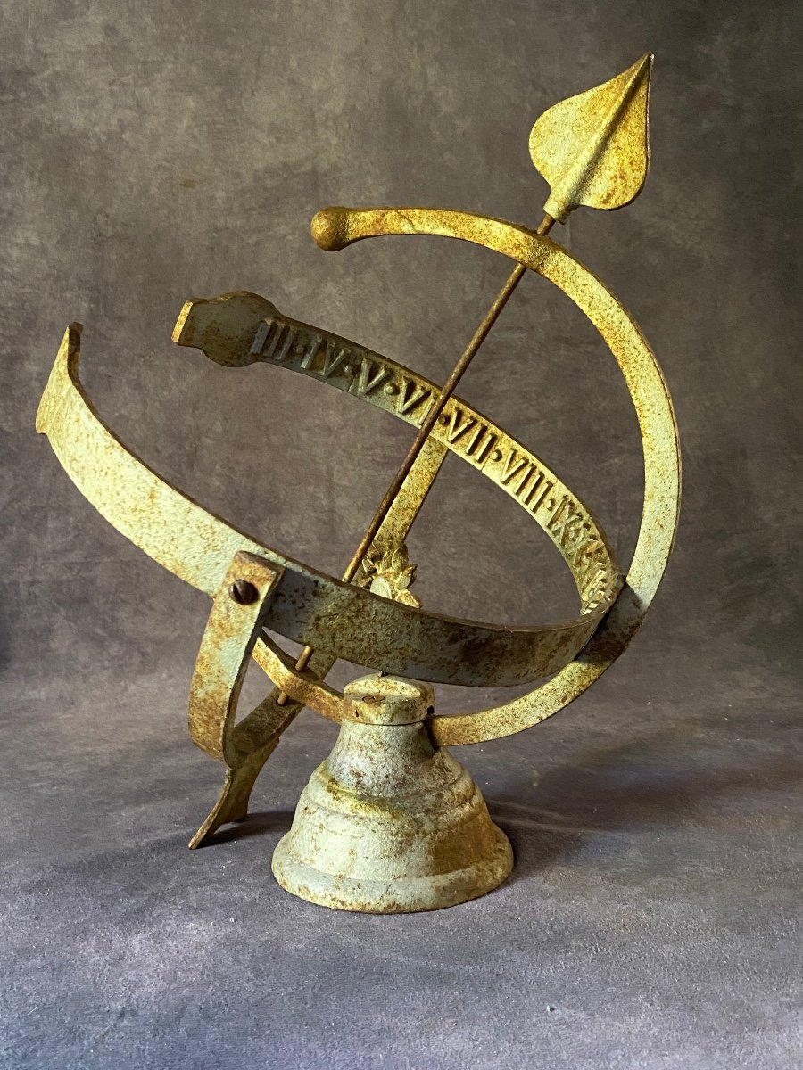 Antique French Garden Sundial - All In Cast Iron.-photo-2