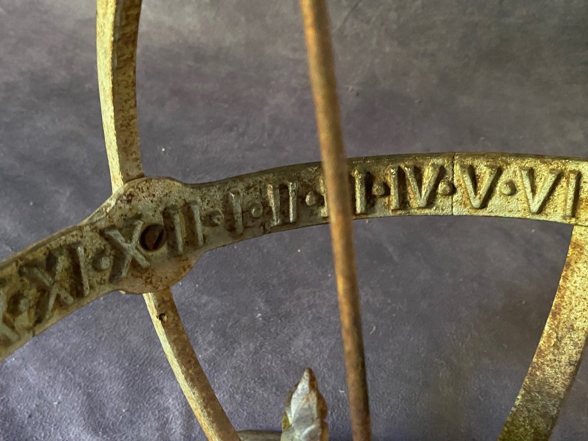 Antique French Garden Sundial - All In Cast Iron.-photo-2