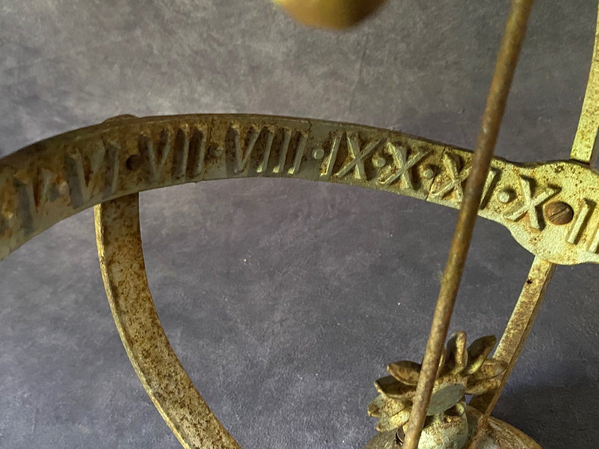 Antique French Garden Sundial - All In Cast Iron.-photo-3