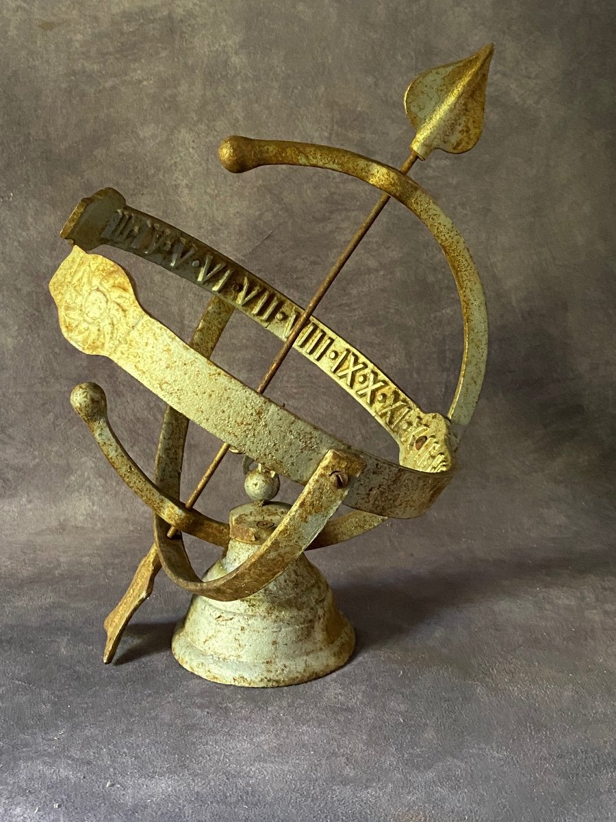 Antique French Garden Sundial - All In Cast Iron.-photo-5