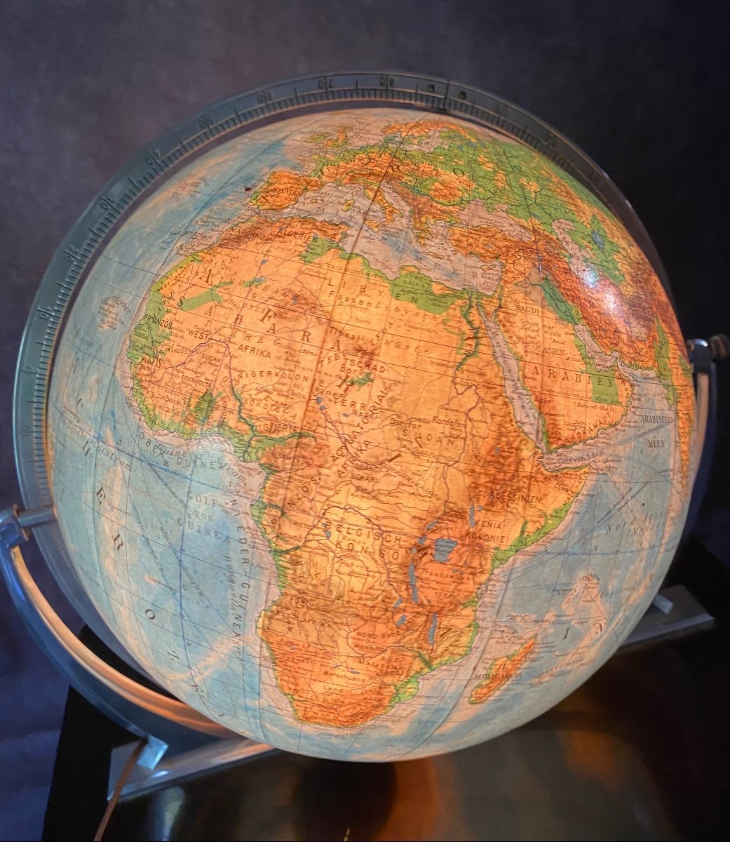 Magnifique Globe Lumineux "columbus" Modèle "jibuleum" Avec Grand Atlas.-photo-8