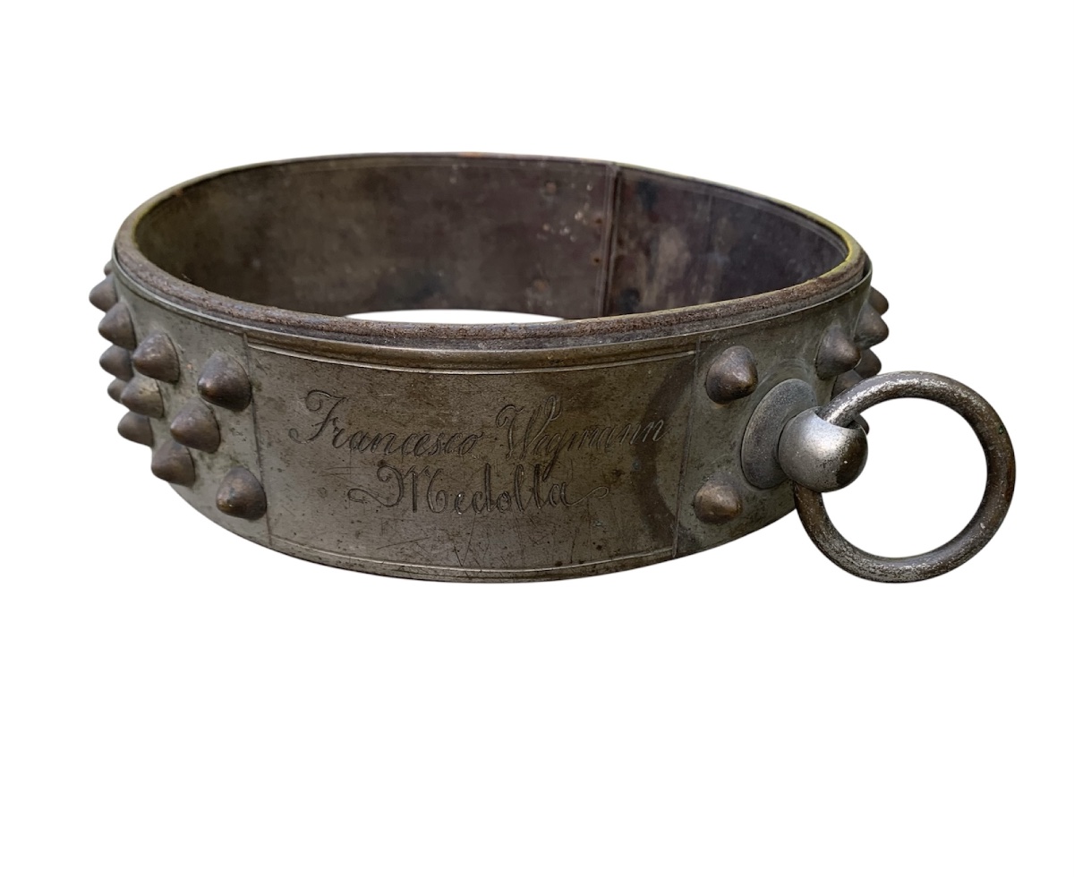 Antique Twisted Collar For A Large Dog With A Prestigious Historical Signature 