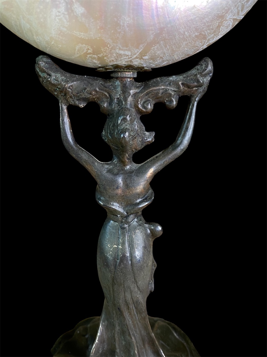 Art Nouveau Table Lamp With A Nautilus Shell -photo-2