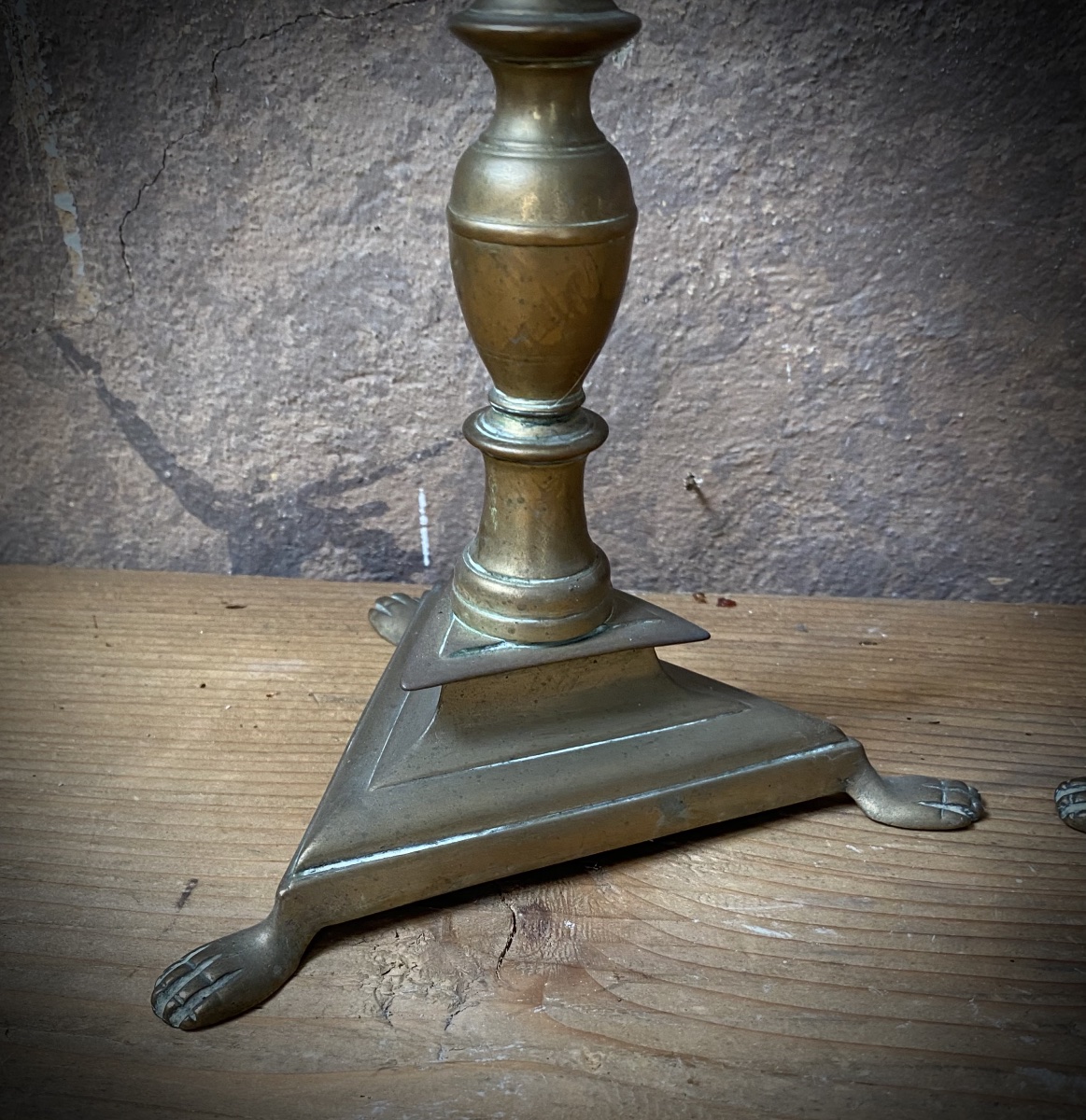 Paire de candélabres baroques en laiton - Italie centrale, XVIIe siècle-photo-4