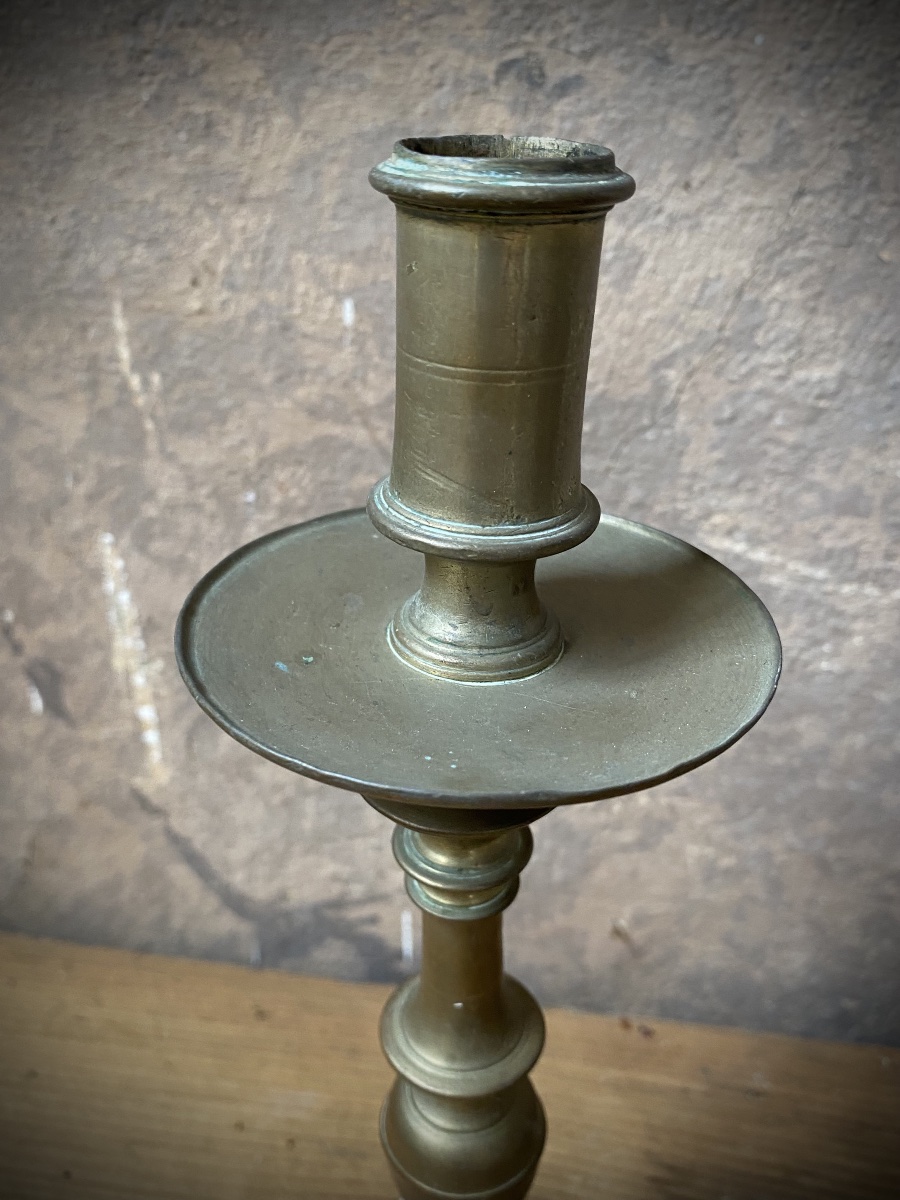 Paire de candélabres baroques en laiton - Italie centrale, XVIIe siècle-photo-1