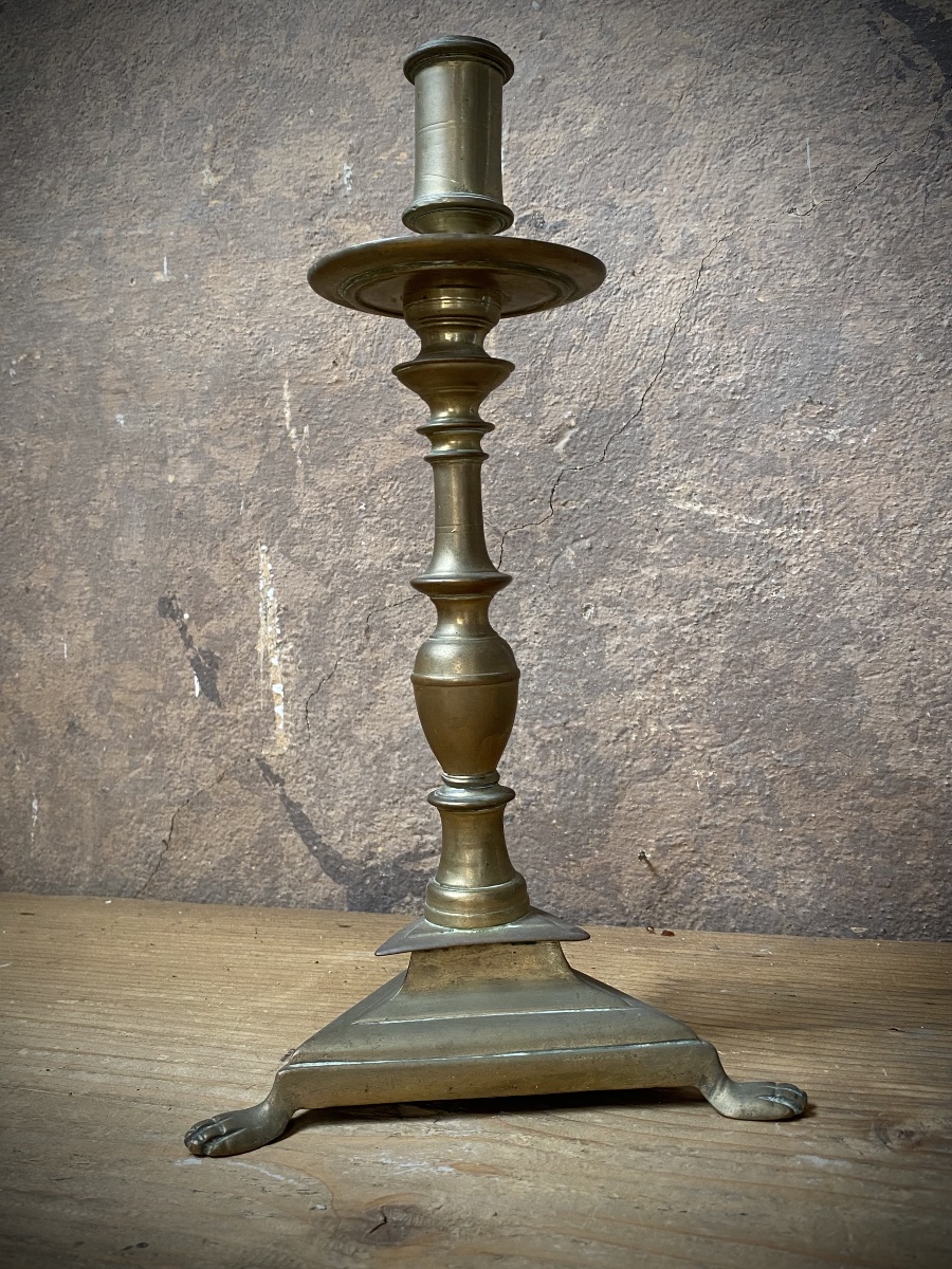 Paire de candélabres baroques en laiton - Italie centrale, XVIIe siècle-photo-5