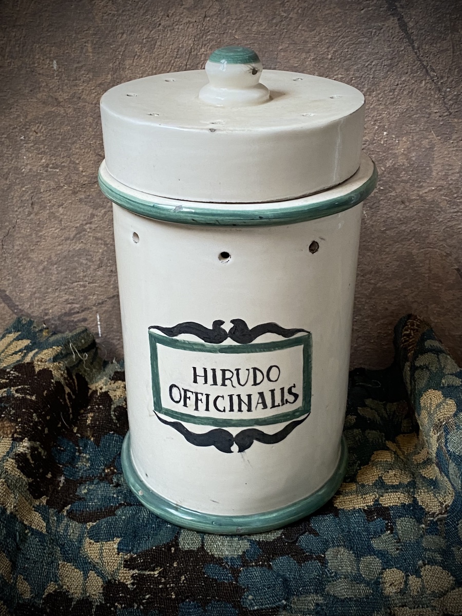 Rare Pharmacy Jar For Leeches /bloodletting - Italy, Late 19th Century-photo-3