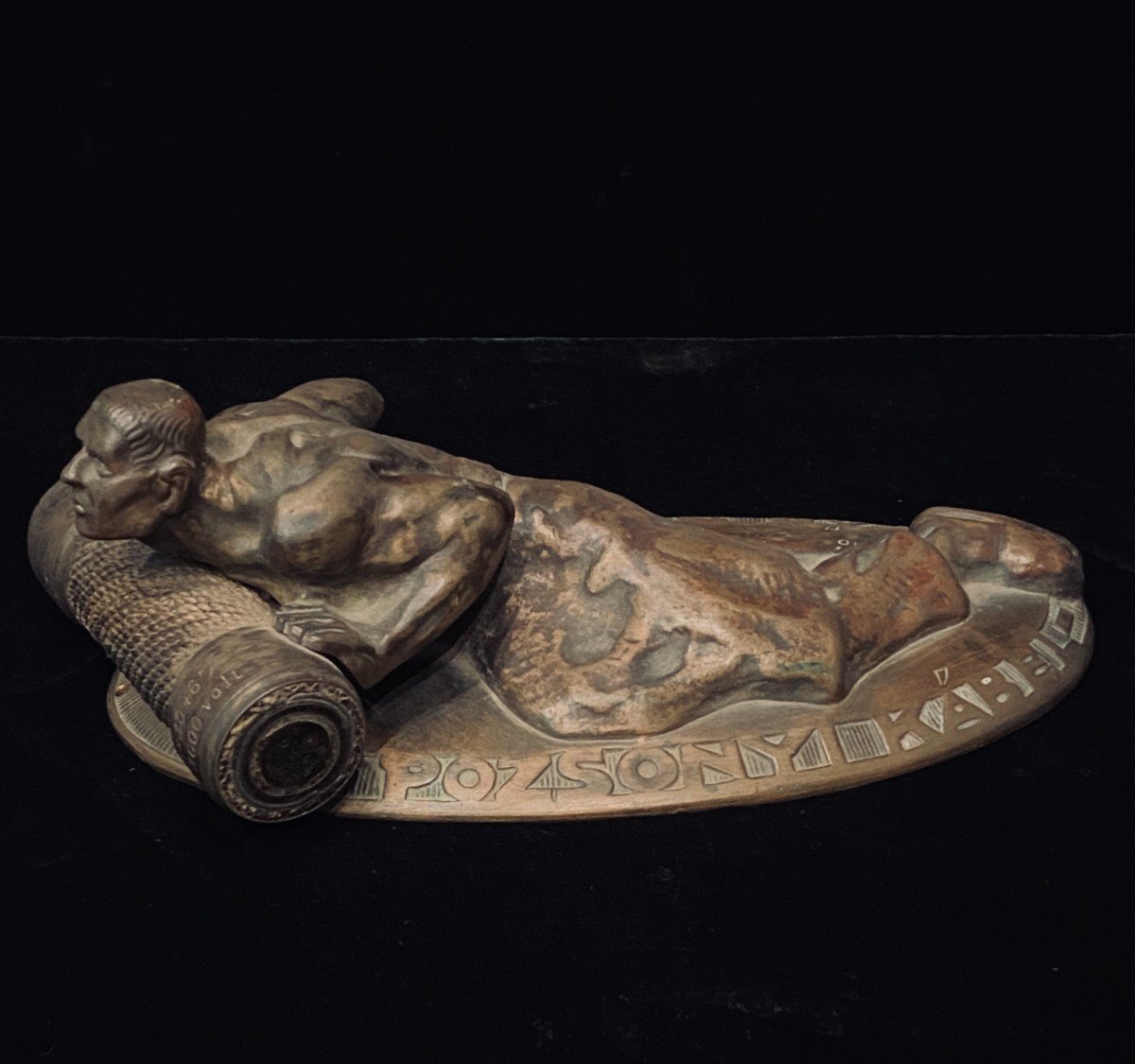 sculpture moderniste en bronze de Mihaly Biro avec échantillon de câble électrique -1930-photo-4