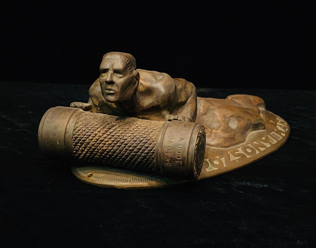 sculpture moderniste en bronze de Mihaly Biro avec échantillon de câble électrique -1930
