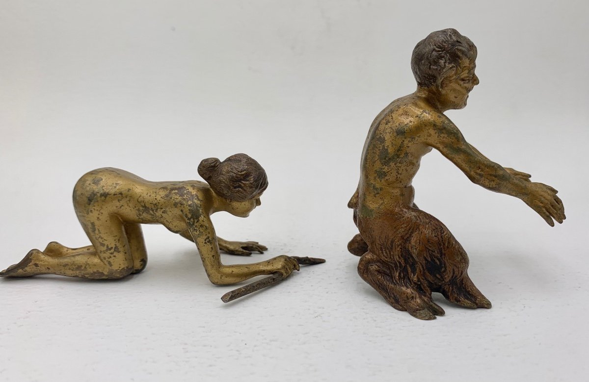 Maison Bergmann - Bronze “erotic” Subjects Satyr And Bacchante-photo-2