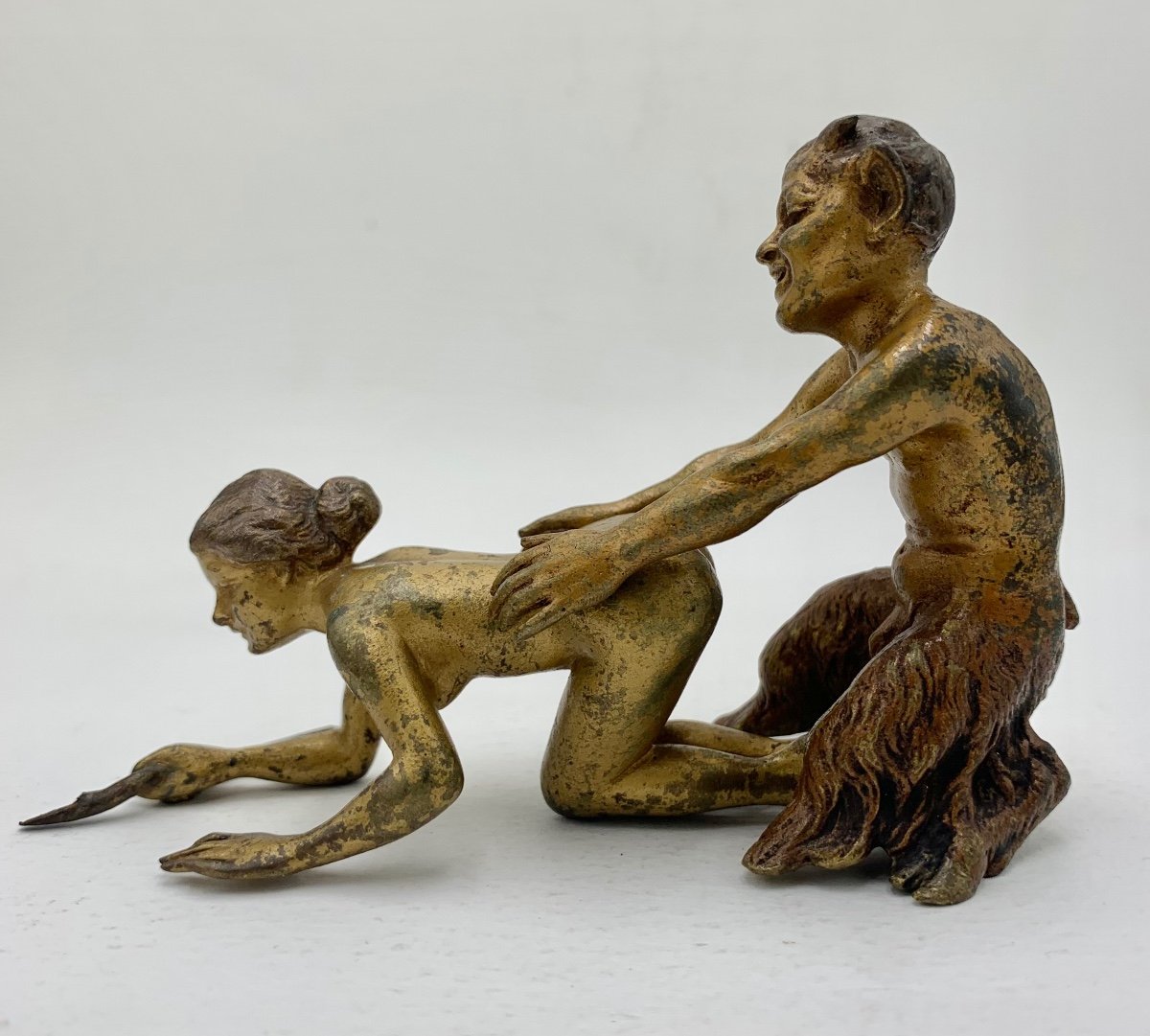 Maison Bergmann - Bronze “erotic” Subjects Satyr And Bacchante