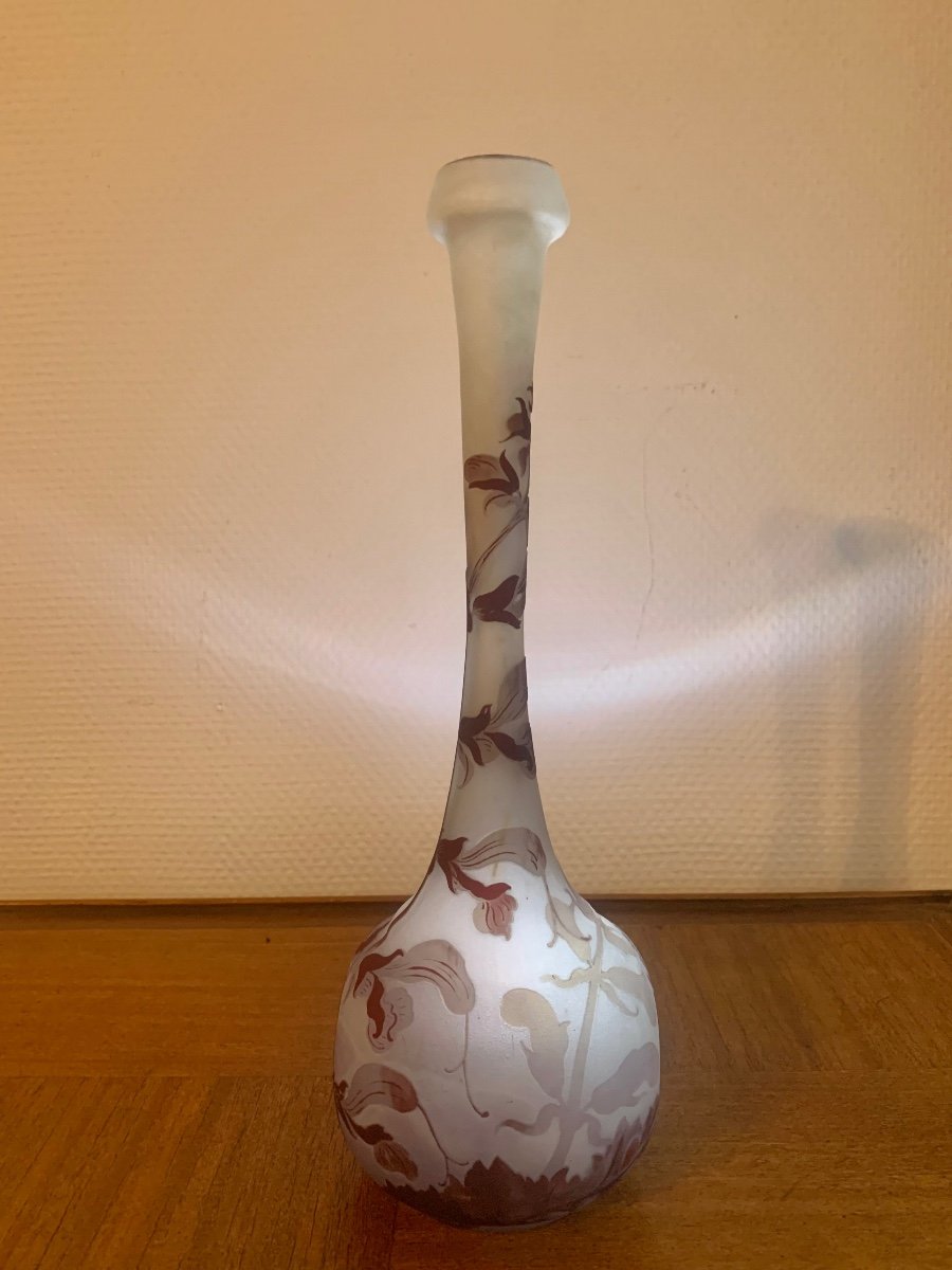 Gallé, Vase Soliflore À Décor Des Orchidées -photo-2