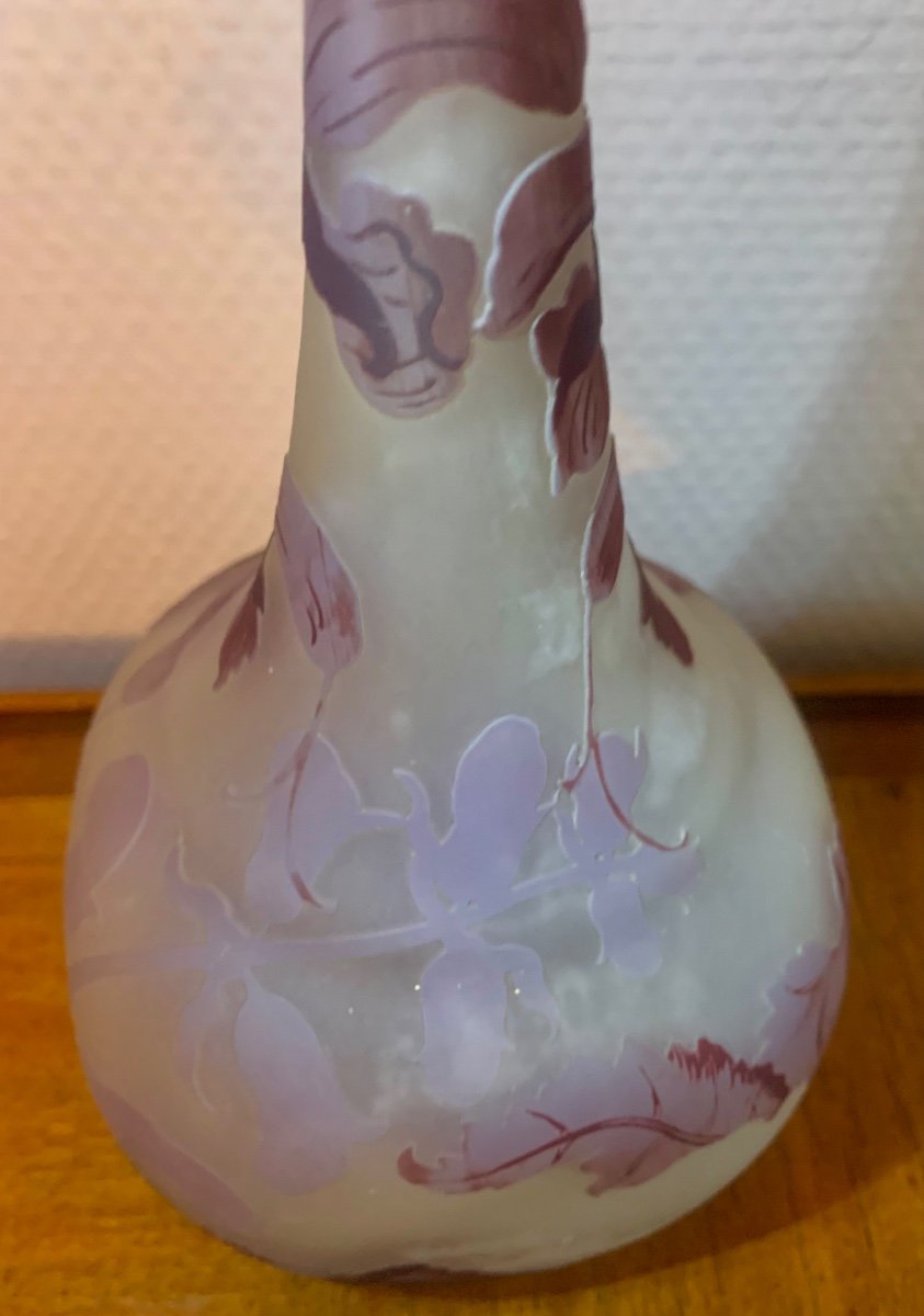 Gallé, Vase Soliflore À Décor Des Orchidées -photo-6