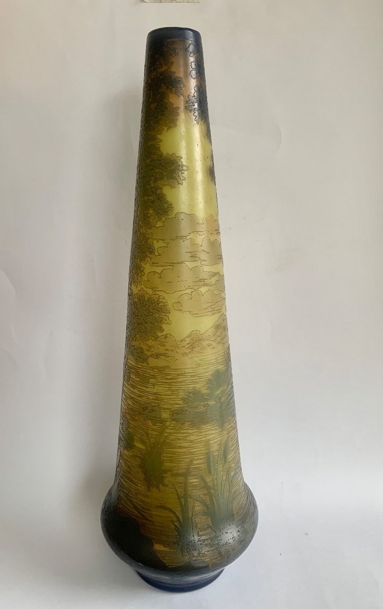 De Vez, Vase à Décor De Paysage Lacustre -photo-3