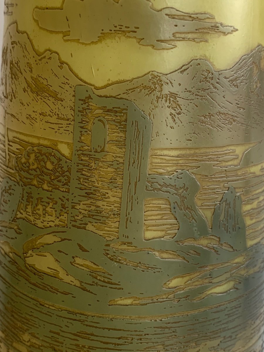 De Vez, Vase à Décor De Paysage Lacustre -photo-2