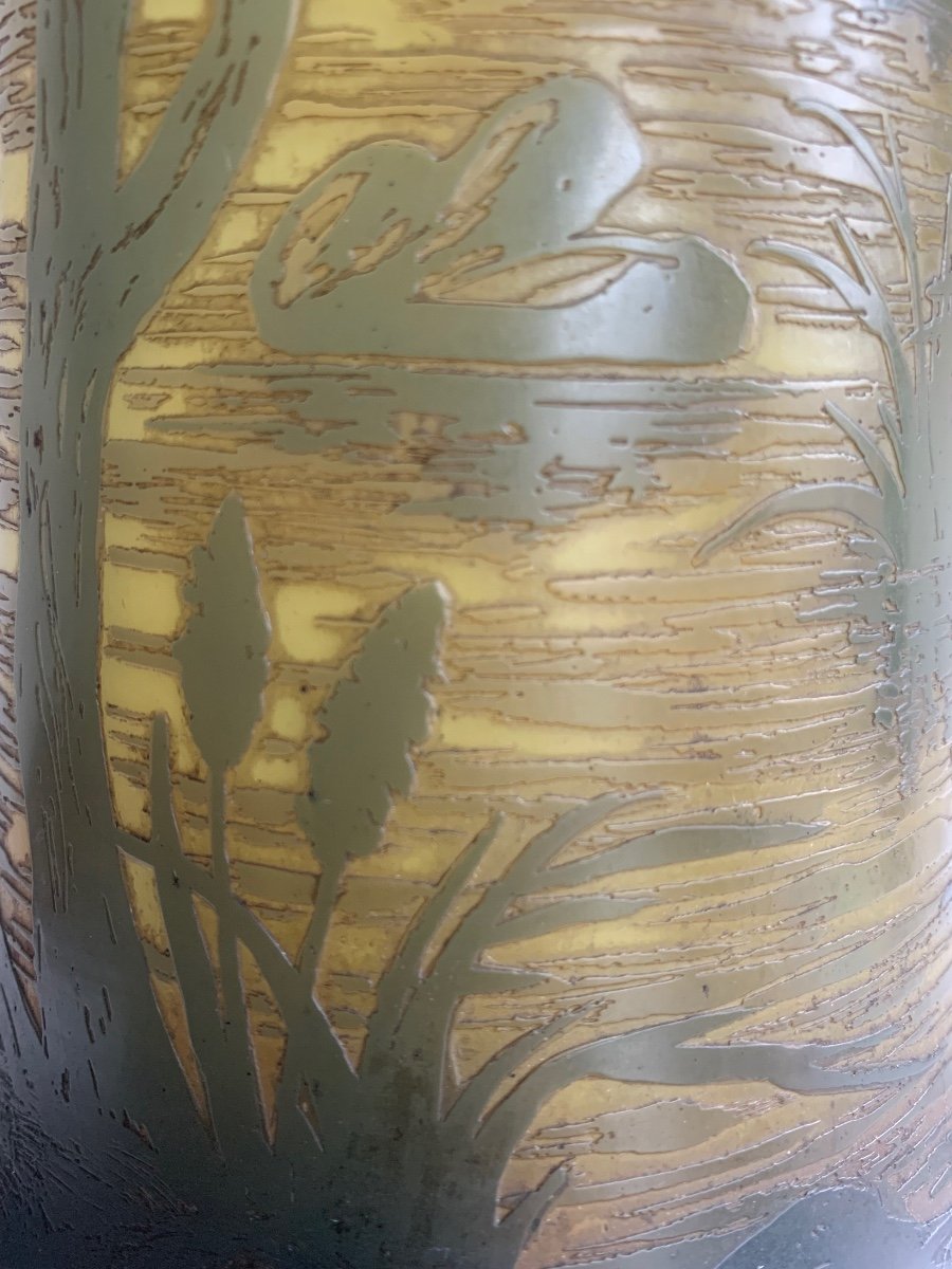 De Vez, Vase à Décor De Paysage Lacustre -photo-3