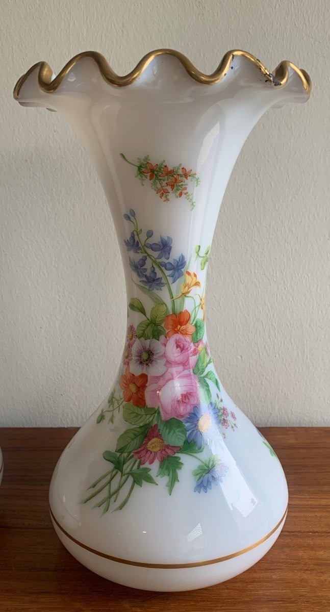 Pair Of Baccarat Opaline Vases-photo-1