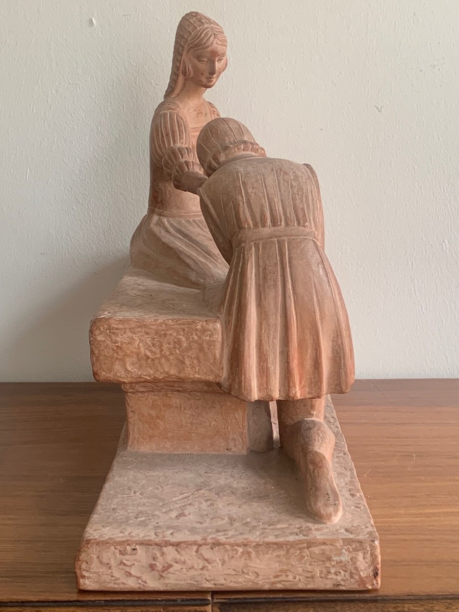 D. H. Chiparus Roméo Et Juliette, Sculpture En Terre Cuite-photo-6
