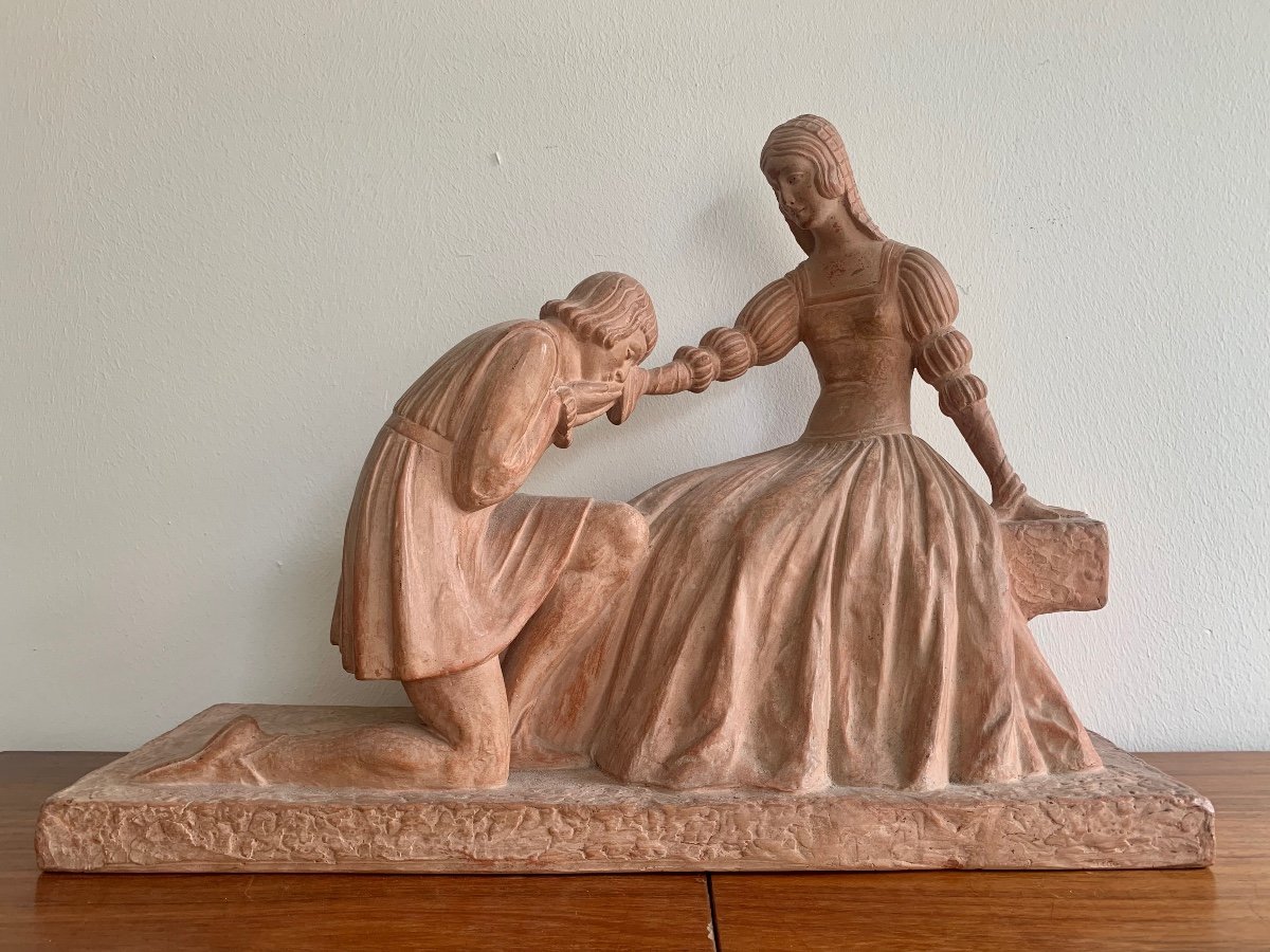 D. H. Chiparus Roméo Et Juliette, Sculpture En Terre Cuite