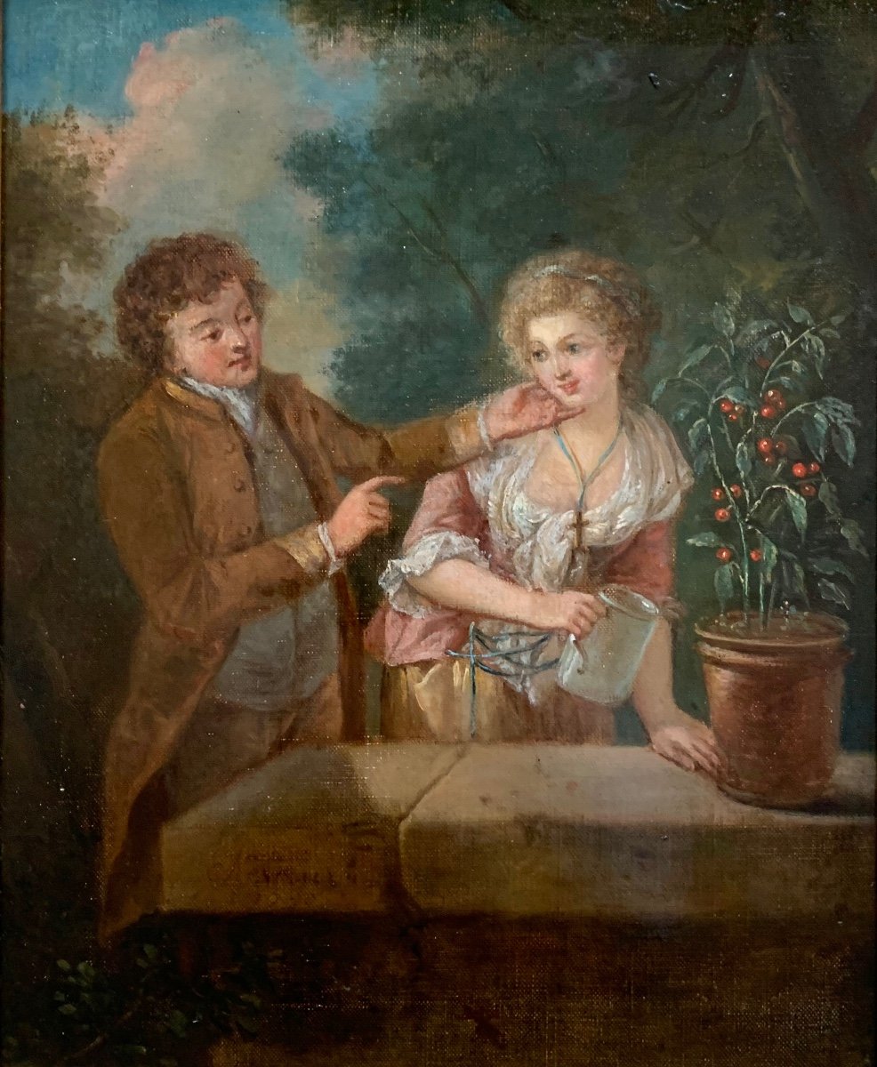 Henri Chevaux (attribuée) Les Amoureux Dans Le Jardin. -photo-4