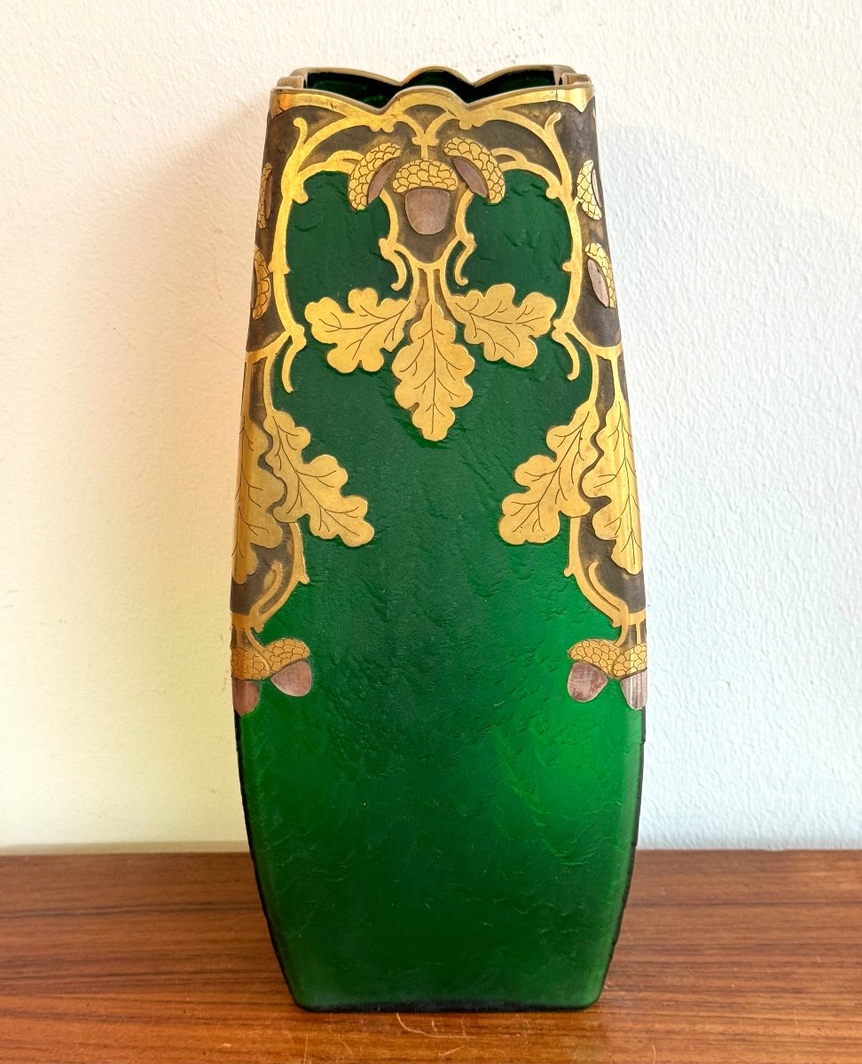 Montjoye Legras Square Vase From The Imperial Green Series.-photo-2