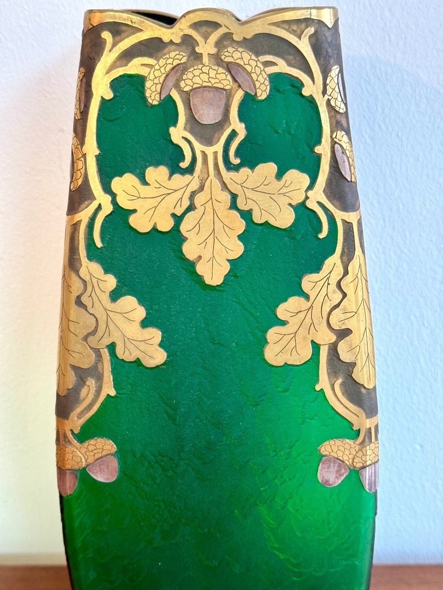 Montjoye Legras Square Vase From The Imperial Green Series.-photo-1
