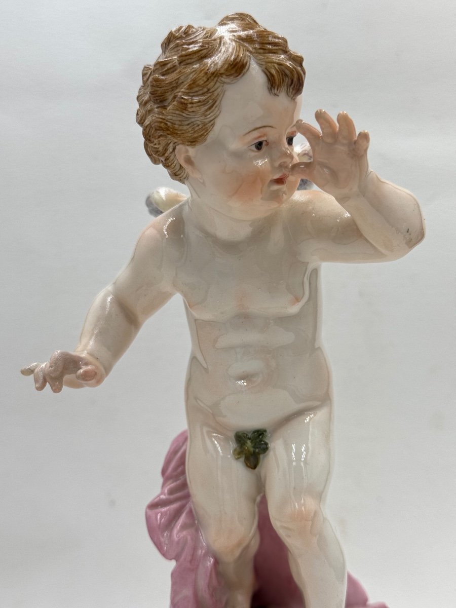 Meissen - Porcelain Figurine Cupid Turning His Nose-photo-3