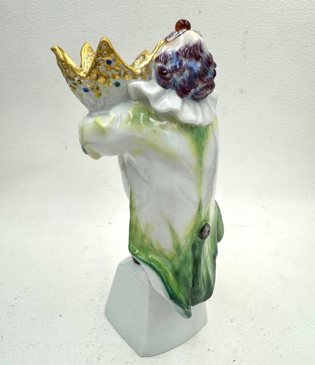Meissen - Clown Figurine, Crown On Arm By Jörg Danielczyk-photo-4