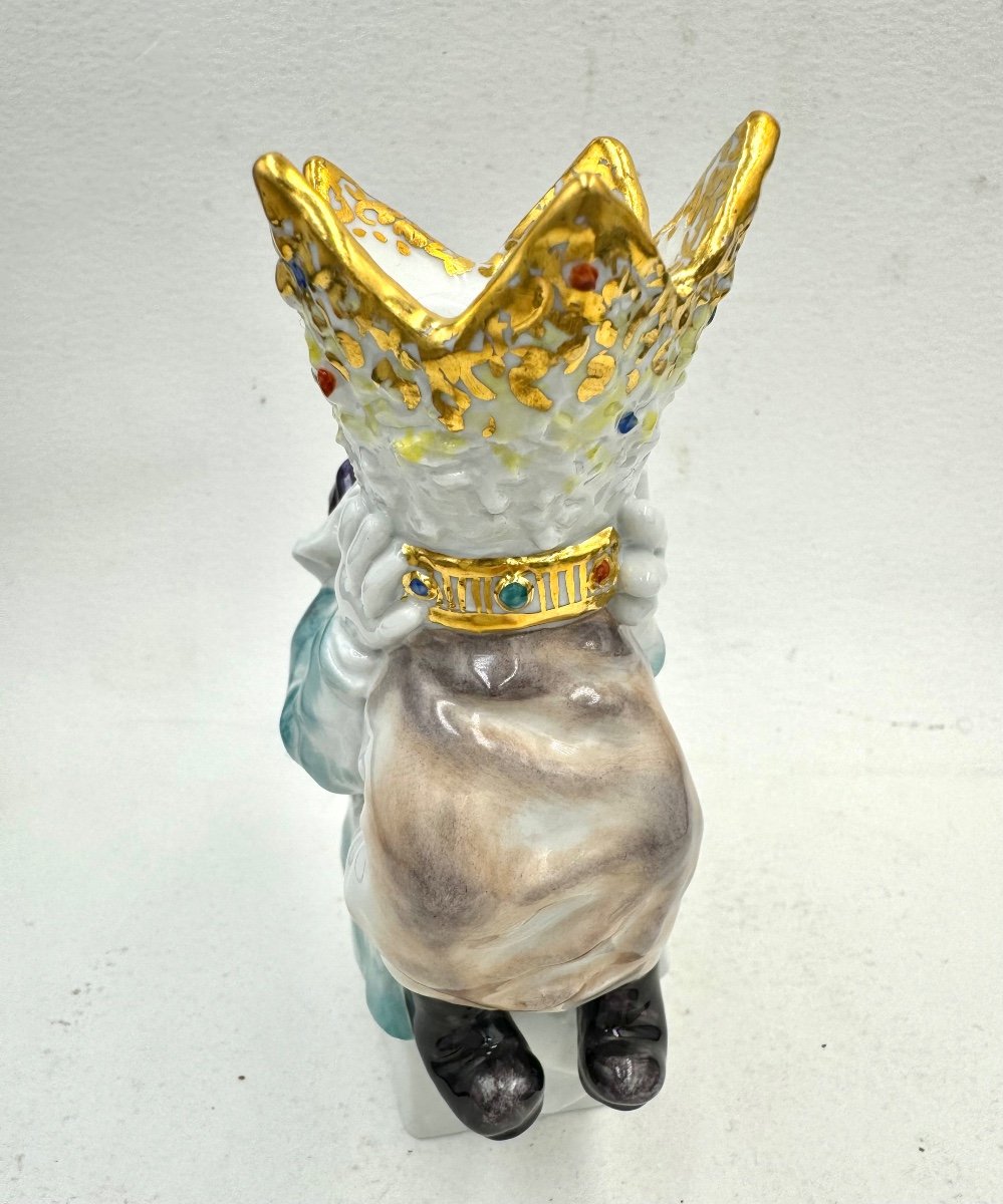 Meissen - Clown Figurine, Crown On Stomach By Jörg Danielczyk-photo-4