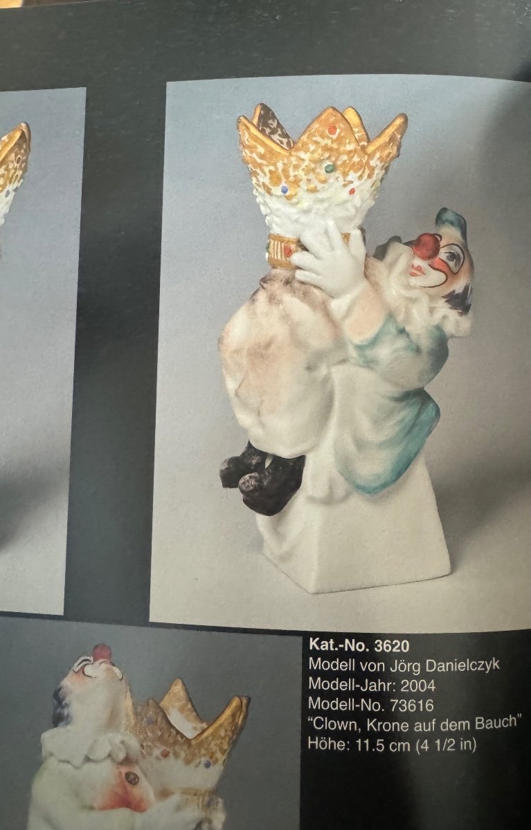 Meissen - Clown Figurine, Crown On Stomach By Jörg Danielczyk-photo-3