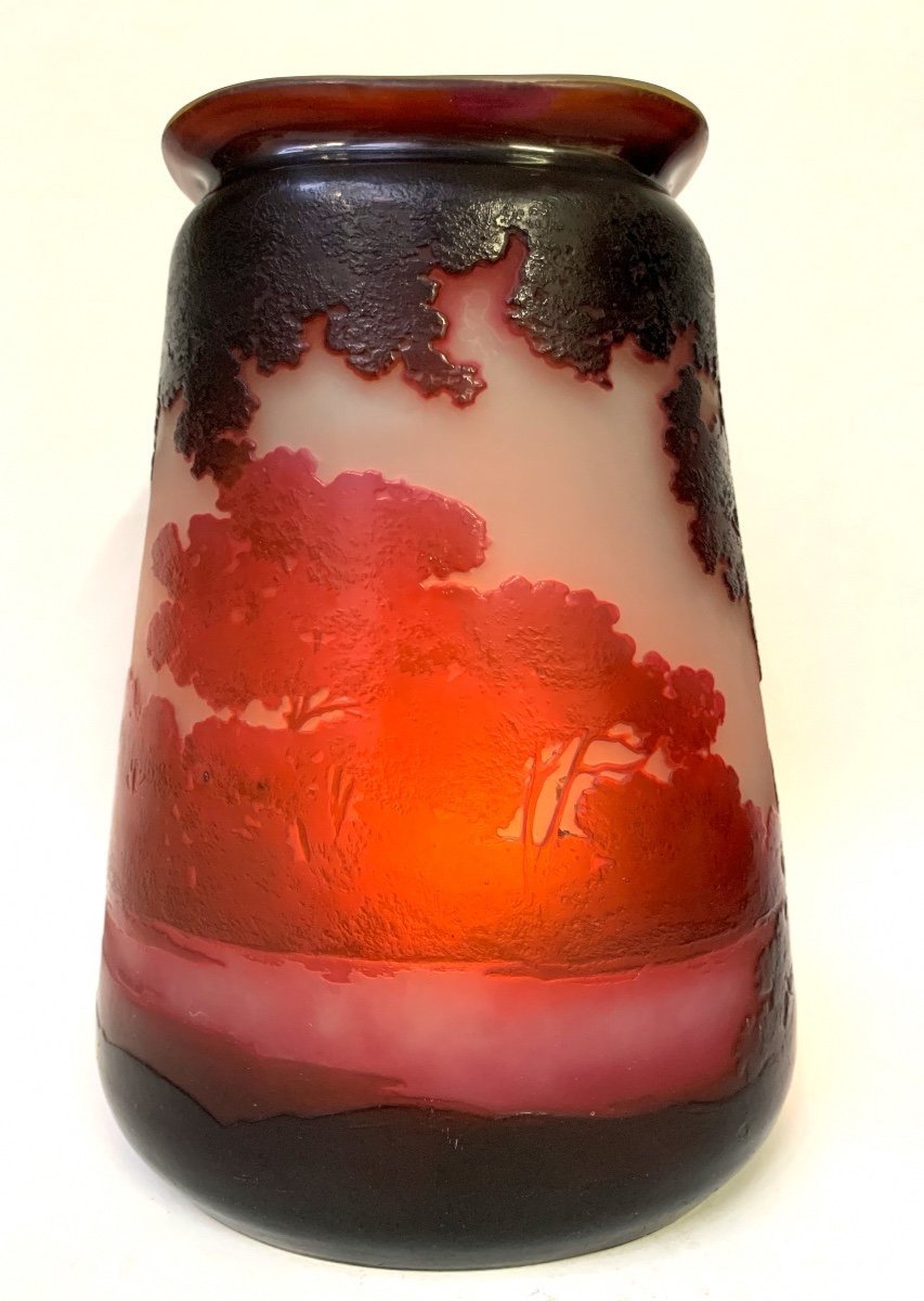 Gallé, Vase With Lake Landscape Decor -photo-1