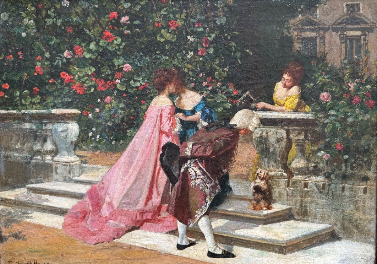 19th Century French School, Nobles In The Garden 