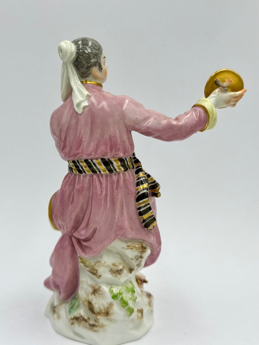 Meissen - Figurine En Porcelain D’une Femme Japonaise Jouant Cymbales-photo-4