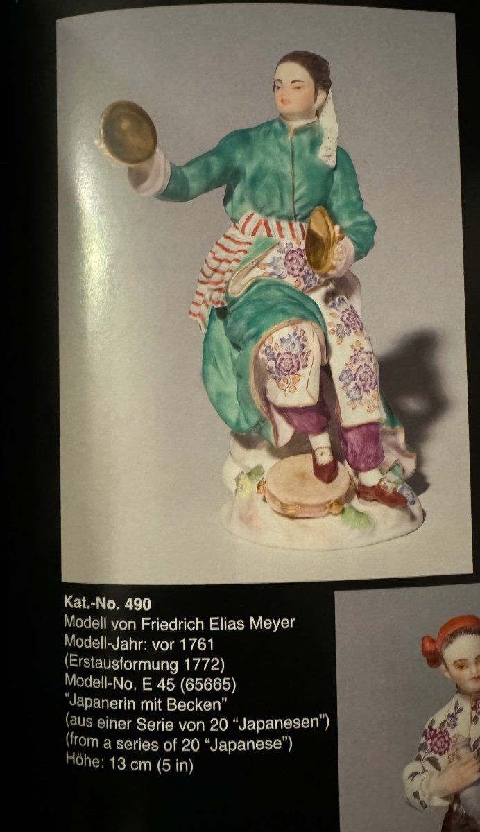 Meissen - Figurine En Porcelain D’une Femme Japonaise Jouant Cymbales-photo-5