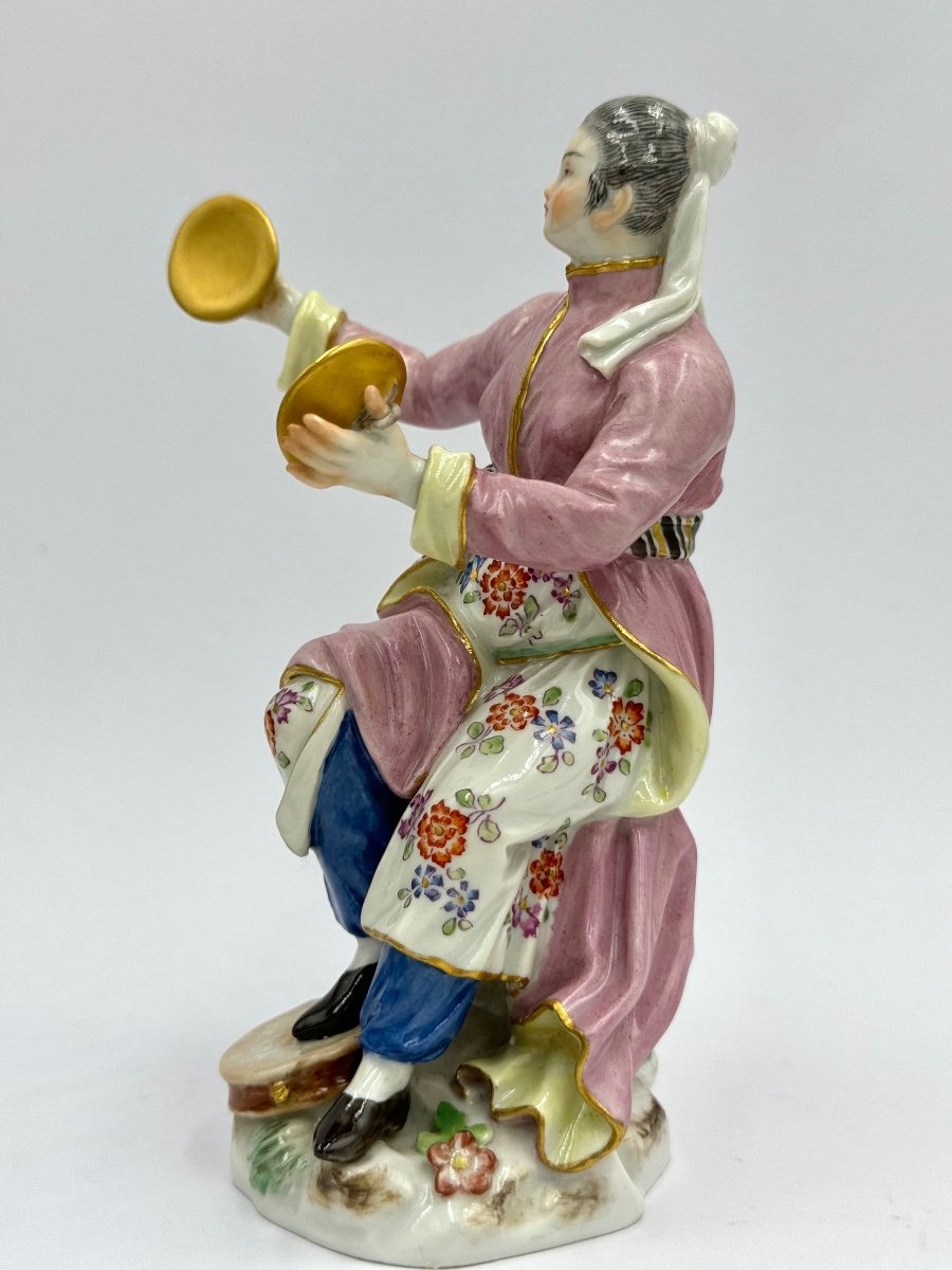 Meissen - Figurine En Porcelain D’une Femme Japonaise Jouant Cymbales-photo-6