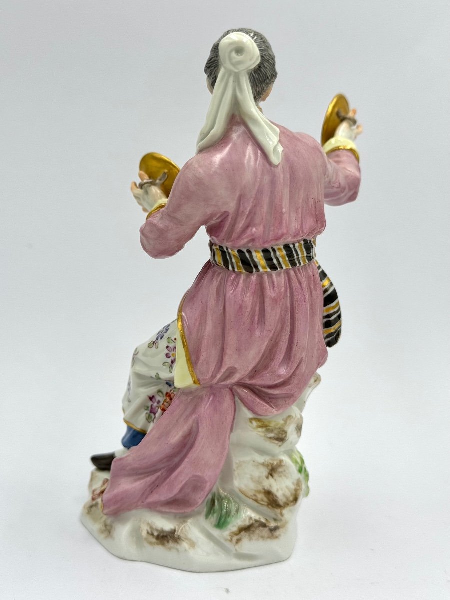 Meissen - Figurine En Porcelain D’une Femme Japonaise Jouant Cymbales-photo-8