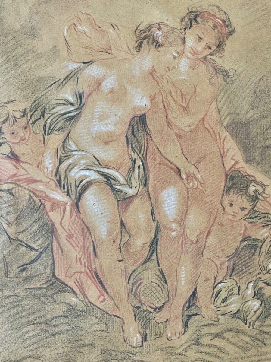 École Française Du XIXème - Deux Nymphes-photo-2