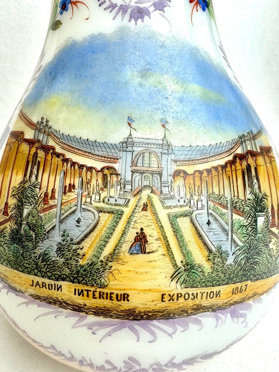 Pair Of Opaline Vases - Palais Omnibus Universal Exhibition Of 1867-photo-2