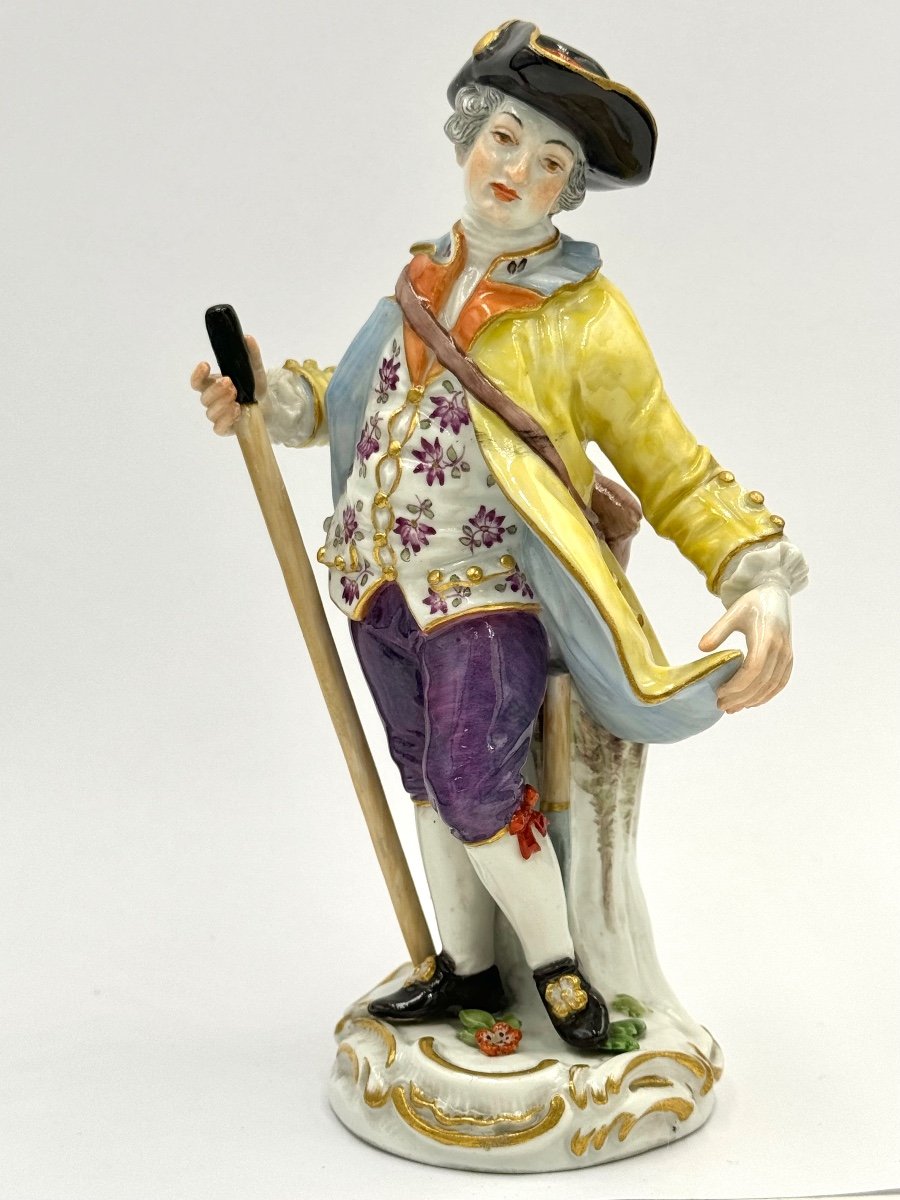 Meissen - Porcelain Figure Of A Child Gardener With Shepherd's Crook-photo-1