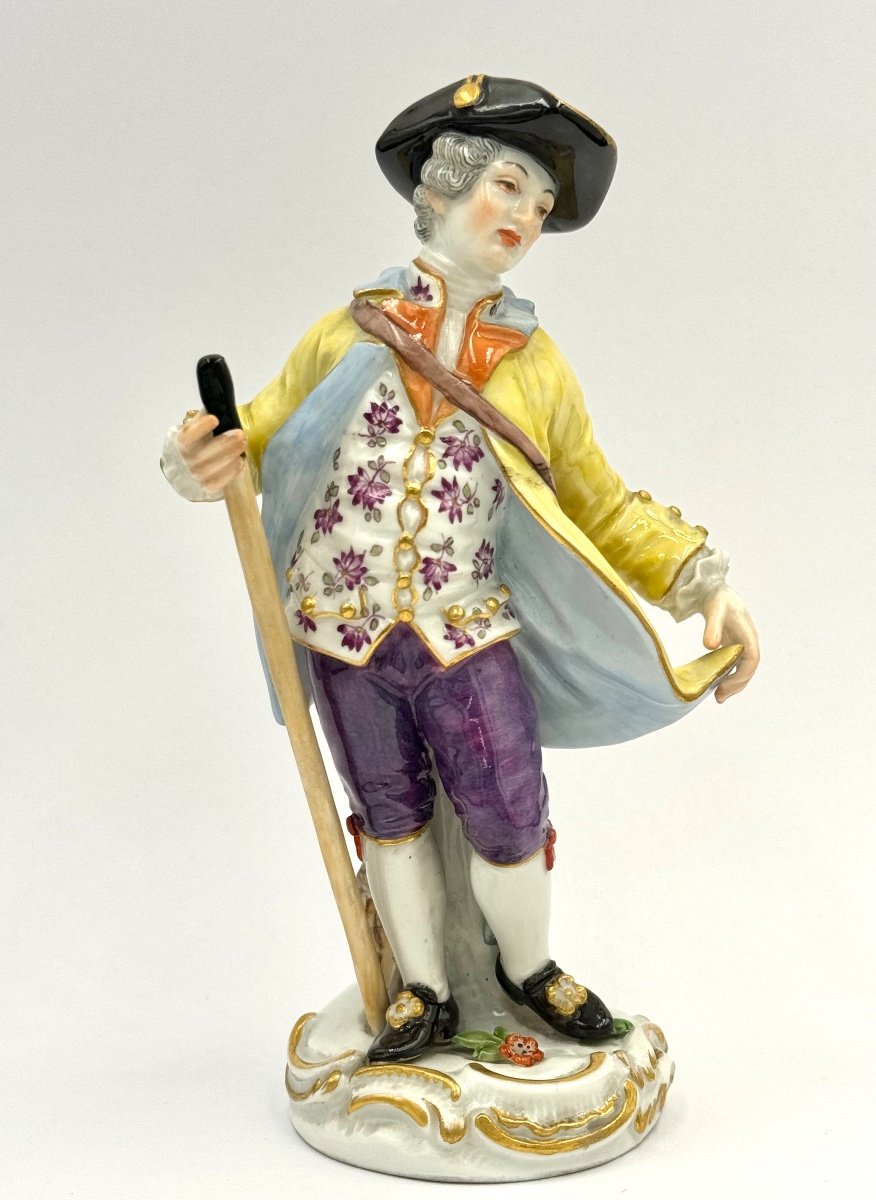 Meissen - Porcelain Figure Of A Child Gardener With Shepherd's Crook