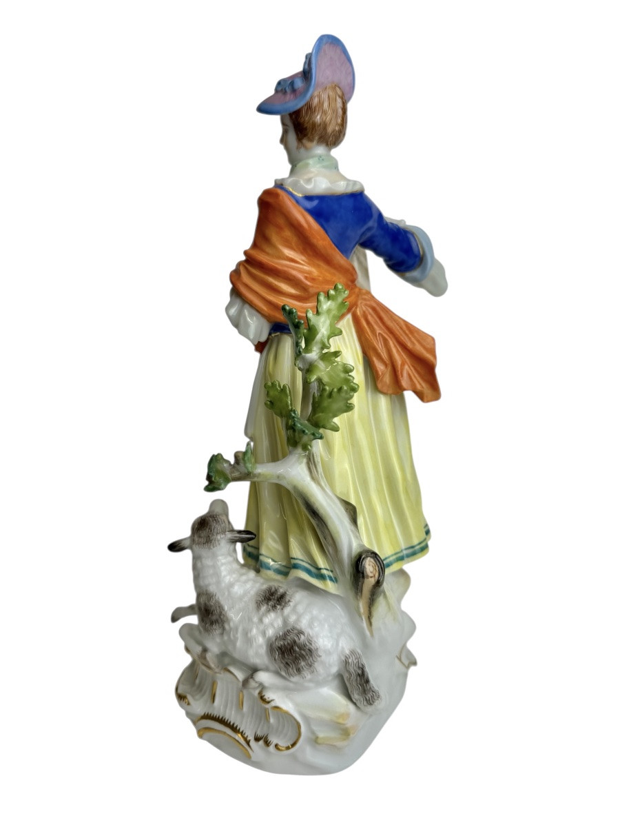 Meissen - Figure En Porcelaine Bergère Avec Cage à Oiseaux-photo-4