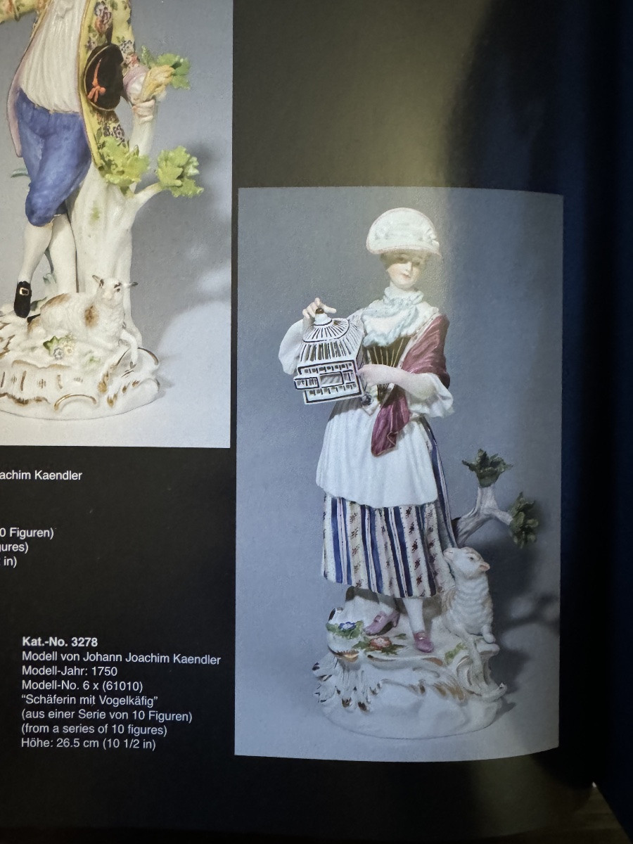 Meissen - Figure En Porcelaine Bergère Avec Cage à Oiseaux-photo-7