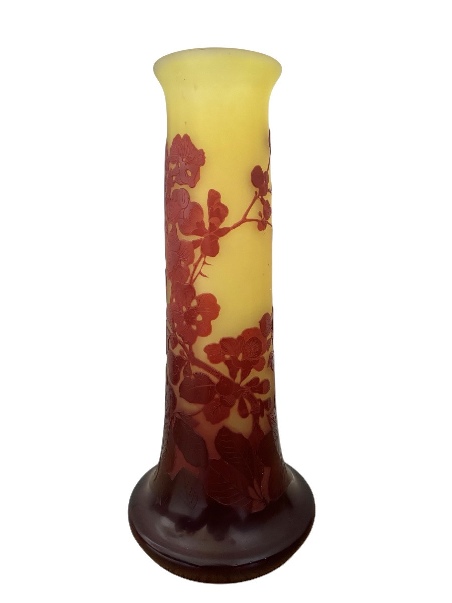 Gallé - Vase With Japanese Apple Blossom Decor-photo-2