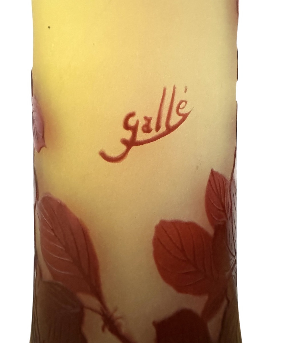 Gallé - Vase With Japanese Apple Blossom Decor-photo-3