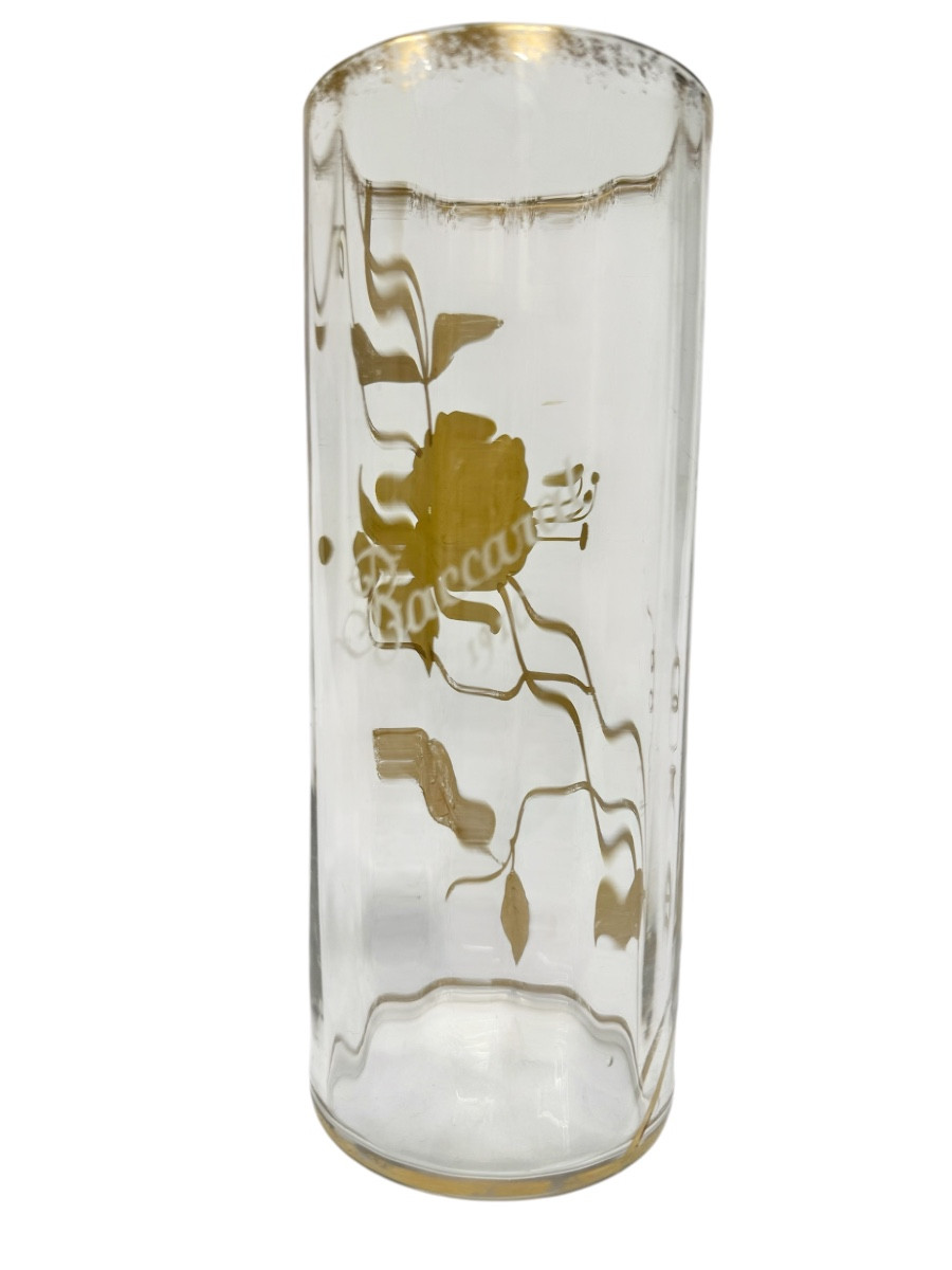 Baccarat- Vase à Décor Des Fleurs Peintes En Or-photo-2