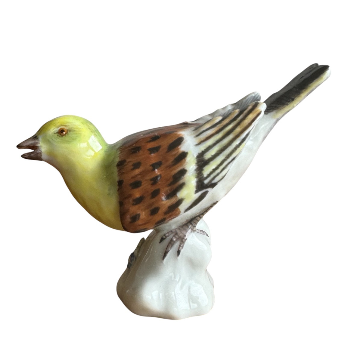 Meissen - Miniature Porcelain Figure Of A Yellowhammer-photo-3